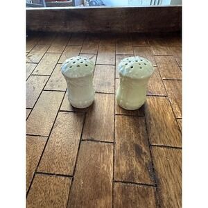 Vintage Cream Ceramic Floral Embossed Salt and Pepper Shakers Set VGUC